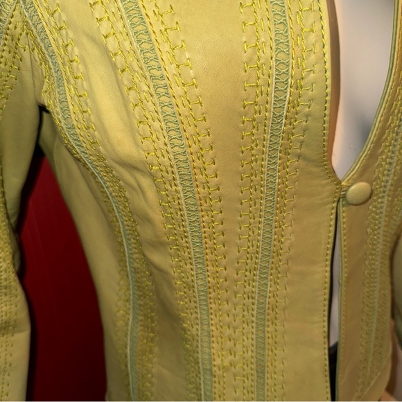 Chinese Belgium Design embroidered leather tailored jacket 4 - Picture 3 of 16